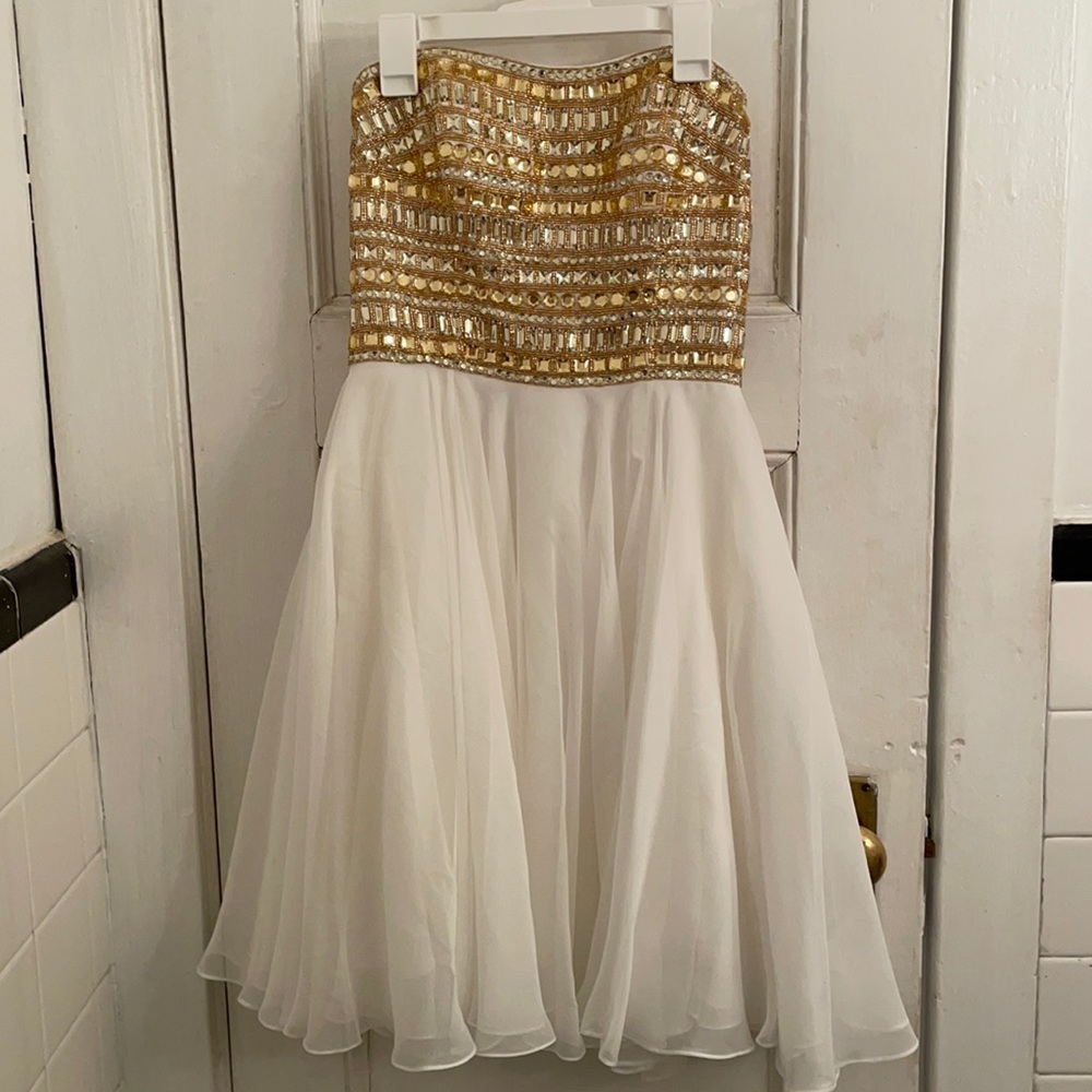 Sherri Hill White and Gold Dress